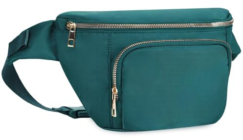 Bauchtasche für Damen und Herren, Stylische Hüfttasche mit 4 Reißverschlusstaschen und Verstellbarem Gurt, Ideal für Reisen und Wandern, Turquoise (Patent Angemeldet)