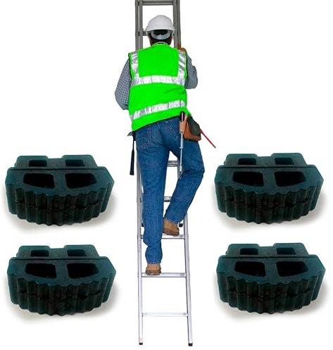 BTF | Juego de 4 Conteras para Escaleras Industriales 1, 2 o 3 Tramos Combinada y/o Extensible | Pies de Goma de Escaleras Perfil de Montante 65x25mm.