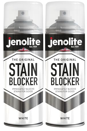 JENOLITE Stain Blocker Paint | White | 2x400ml | Damp Seal Paint | Stain Block Spray Paint | Damp Paint & Anti Mould Paint for Walls & Ceilings | Immediately Block Stains, Mould & Mildew