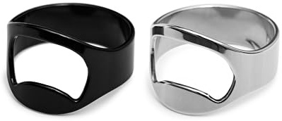 Anneau décapsuleur – Ouvre-bière en acier inoxydable pour homme et femme – Anneau d'ouverture de bière pour doigt 2 pièces – Bague ouvre-bouteille de soda et de bière