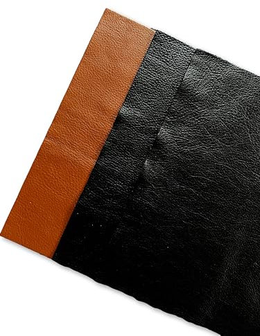Naturnarbiges Rindsleder: 30,5 x 30,5 cm, vorgeschnittene Lederstücke (Sortimentspackung (Schwarz/Schwarz/Cognac), 3 Stück)
