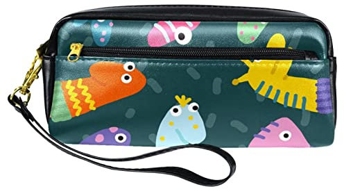 SJOAOAA Funny Socks Puppets Federmäppchen aus PU-Leder, hohe Kapazität, Federmäppchen, für Büro-Schreibmappe, siehe abbildung, Einheitsgröße, Taschen-Organizer