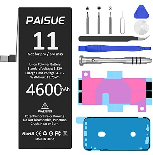 [4600mAh] Akku für iPhone 11, Verbessert Ersatzakku mit Hohe Kapazität für iPhone 11 Modelle A2111, A2221, A2223 mit Reparaturwerkzeugsatz