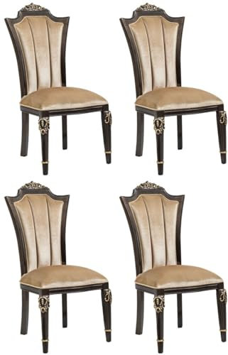 Casa Padrino Luxus Barock Esszimmer Stuhl 4er Set Hellbraun - Barock Möbel