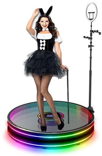 FXNFXLA 360 Photo Booth Machine for Parties, 360 Camera Booth, Automatic Slow Motion 360 Spin Photo Booth with Remote Control for Cheristmas, Wedding, Live Streaming (80cm/31.5in)