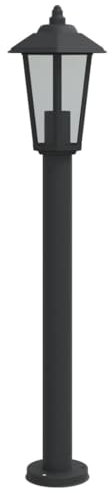 vidaXL Wegeleuchte, Außenleuchte mit IP44-Schutzart, Standleuchte mit Diffusor, Gartenlampe Außenlampe Stehleuchte, Schwarz Edelstahl