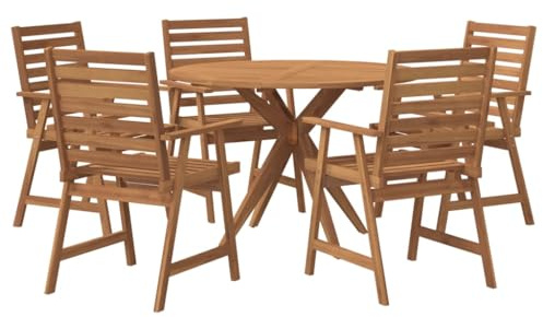 vidaXL Garten Essgruppe 6-TLG., Gartengarnitur mit Latten-Design, Sitzgruppe für Garten Terrasse, Gartentisch Stühle Gartenmöbel, Massivholz Akazie