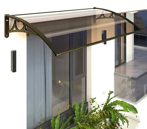 UV-beständiges Türvordach, Regenschutz, Markise für den Außenbereich, Terrassen-/Veranda-Markise, Fenster-/Gartenüberdachung, Polycarbonat-Außenabdeckung, Stabiler Aluminiumrahmen, 60–150 cm