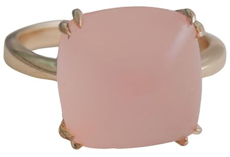 Rosa Chalcedon Sugar Loaf vergoldet Sterling Silber Ring - Natürlicher Edelstein - Geburtstagsgeschenk - Weihnachtsgeschenk - Handgefertigte Geschenkideen für Frauen (Größe: US Size 9 / Diameter 19)