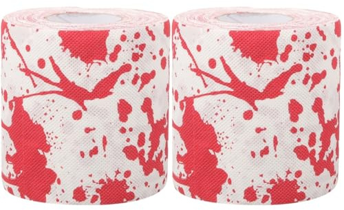 Beavorty Halloween Toilettenpapier Rot 2 Rollen Bedrucktes Klopapier Blutige Dekoration FüR Gruselige Badezimmer Halloween Party ZubehöR