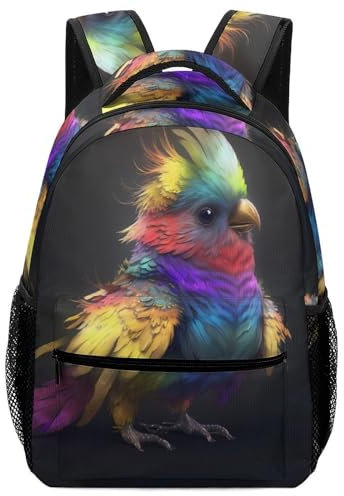 VesFy Papagei Kinderrucksack Tier Schulranzen Jungen Casual Daypack Buchtasche Büchertasche Mädchen Junge Kinder One Size