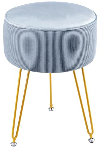 Youyijia Dressing Table Stool, Round Vanity Stool, Stool Chair for Dressing Table, Comfortable Padded Makeup Stool for Bedroom Living Room, Blue