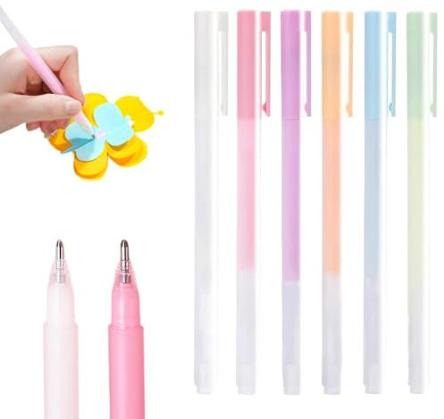 Stylo à Colle à Séchage Rapide, Bâton de Colle Liquide, Stylo de Colle Fin, Liquide Colle Stylo Adhésif pour Scrapbooking Cadeaux pour Enfants Fournitures d'Art (6pcs)
