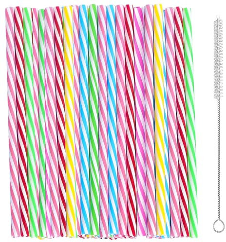50 Pailles en Plastique Réutilisables,Lavables au Lave-Vaisselle, paille plastique,Idéal pour Smoothies, Cocktails, Jus et Boissons Chaudes