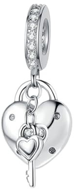 GOUWO Schlüsselschloss 925er Silber Charms Kompatibel mit Pandora Armband Halskette 5A Zirkonia Schmuck für Frauen Mutter Tochter Geburtstag Halloween Muttertag Valentinstag Geschenke