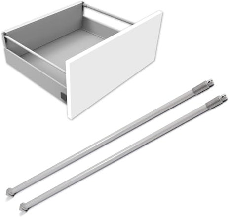 EVOTRADE Componentes de repuesto para cajones interiores Delinia Leroy Merlin (frontal bajo/alto, guías 270/480 mm) para muebles de baño y cocina con amortiguación total (tubo lateral)