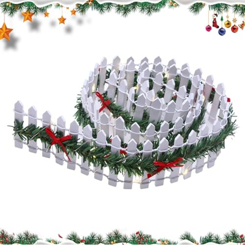 Per Il Villaggio Di Natale - Staccionata In Legno Da 90 Cm Per Albero Di Natale Con Luce A LED | Recinzione Del Villaggio Di Natale | Staccionata In Miniatura Per Il Villaggio Delle Case Del
