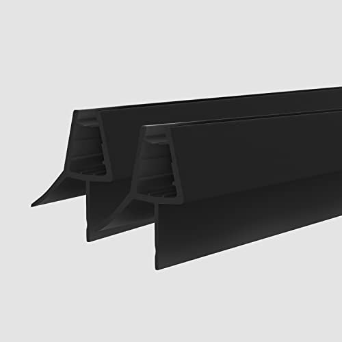 Joint de douche 2 x 100 cm noir - Joint de rechange noir pour porte en verre de 7 à 8 mm - Paroi de douche - Baignoire - Déflecteur d'eau - Joints de douche pour portes de douche