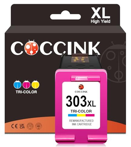 COCCINK 303XL Wiederaufbereitete Druckerpatronen Ersatz für HP 303 XL für Envy Photo 6220 6234 6230 7134 6220 7830 7855 7800 6232 6255 7130 6222 6258 7120 7164 Tango Tango 100 Tango X (1 Farbe)