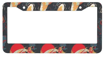 2 Pcs Aluminum License Plate Frame Japanese Koi Carp Fish Accessories License Plate Cover Universal For Most Cars