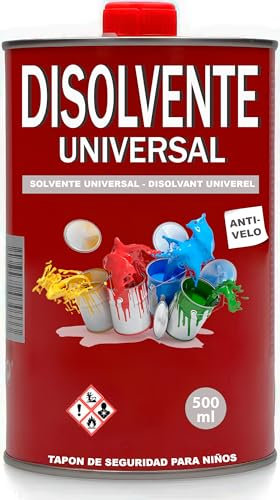 CABLEPELADO Disolvente Universal Multiusos 0,5L | Diluyente para Pinturas y Barnices Base Disolvente | Limpieza de Brochas, Rodillos y Pistolas | Tapón de Seguridad Antiderrames