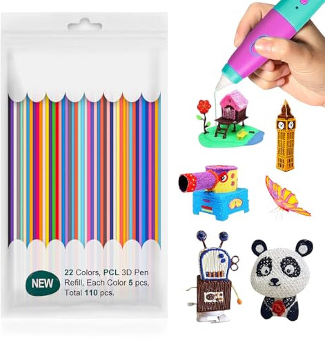 22 Farben 3D Doodler Pen Nachfüllungen, 2.5mm 3D Stift Filament, 110PCS 3 D Printing Stift Nachfüllpacks 3doodlers Pen, Jede Farbe 5 Stück, Filapen Nachfüllpack