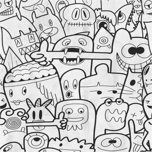 TADESSI Fototapete Comic M1–No.11711 Fototapete Schwarz Weiß – Tapete Kinderzimmer Wohnzimmer Schlafzimmer Küche