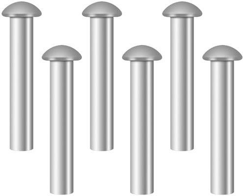6 Pcs Rivet,50 x 6 mm Silver Tone Aluminum Rivets,Solid Round Head Aluminum Rivets,Round Solid Head Aluminum Rivets,for Shovel Spade Fork Rake Hoe Handle Repair,Industrial Household Use