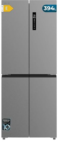 Cecotec Frigorifero 4 Porte Total No Frost Bolero CoolMarket 4D 394 Inox E. 394 Litri, Altezza 170 cm e 70 cm Larghezza, Cassetto Temperatura Variabile, Compressore Inverter, ATT Antibatterico