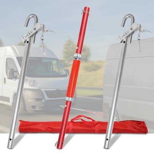 Gekufa Abschleppstange für PKW 3T, 3000 kg Zuglast, 196 cm, 3-teilig | Verzinkte Auto Abschleppstange mit Federdämpfung, verriegelbaren Haken und Tragetasche für PKW-Pannenhilfe