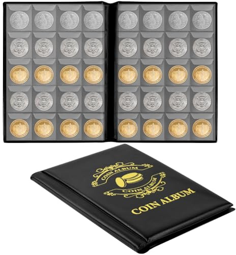 Vicloon Münzen Sammelalbum 200 Taschen, 2 Euro Universal Premium Münzalbum 3.5 * 4 CM, Münzen Aufbewahrung Album, Transparent Sammler Münzalbum für Münzen, Briefmarken, Medaillen, Abzeichen