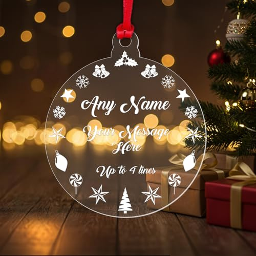Personalised Christmas Bauble Any Name Any Text Custom Xmas Tree Decoration Gift