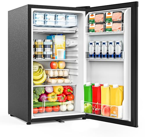 WELLENT 90L Under Counter Fridge, Small Fridge with Reversible Door & Chiller Box, 7-Stage Thermostat, Removable Glass Shelf, 43dB Ultra-Quiet Energy Efficient for Dorm, Office and Bedroom, Black