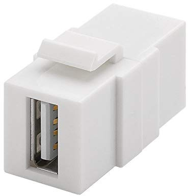 Goobay 90856 Keystone Modul USB Kupplung mit 2x USB-A Buchsen 2.0 / USB Kabel Verlängerung / USB Verbinder mit Snap-In-System / 17,2 mm / Weiß