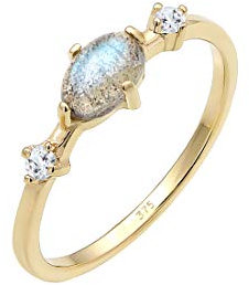 Elli Ring Damen Bandring Labradorit Topas Edelstein 375er Gelbgold
