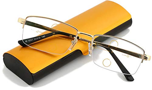 ZYFA Reading glasses,Progressive Multiple Focus Reading Glasses,Metal Half Frame,Readers
