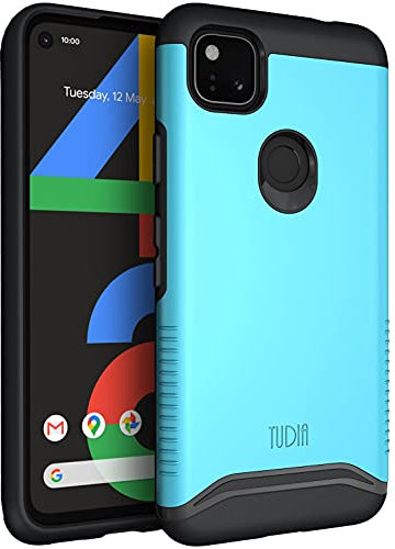 TUDIA DualShield kompatibel für Google Pixel 4a Hülle, [Merge] Stoßfestes Dual Layer Slim Hard PC Soft TPU Military Grade Schutzhülle - Blau