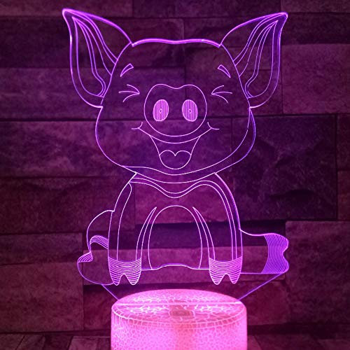 Jinson well 3D Schwein Lampe optische Illusion Nachtlicht, 7 Farbwechsel Touch Switch Tisch Schreibtisch Dekoration Lampen mit Acryl Flat Base USB Spielzeug