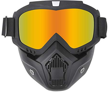 Dilwe Reitbrille, Motorradbrille mit Abnehmbarer Maske Zubeh?r f¨¹r Outdoor-Fahrradschutzbrillen(rot) Riding Protection