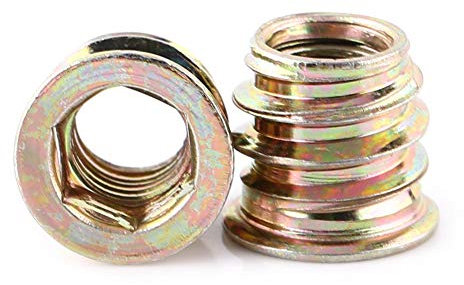 Insert Fileté Bois M8, Ecrous Filetés, écrous à Visser Assortiment D'écrous Hexagonaux En Acier Au Carbone Zingué, écrou Hexagonal Fileté, Manchon à Visser Pour Meubles En Bois(M8*13mm)