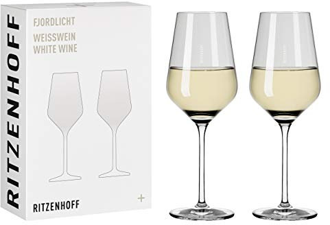 RITZENHOFF 3641002 Weißweinglas 300 ml - Serie Fjordlicht Nr. 2, 2 Stück mit Farbverlauf Grey - Made in Germany
