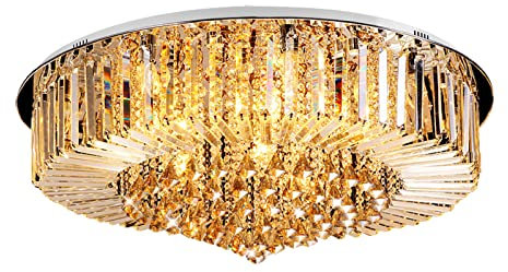 OUKANING Kristall Kronleuchter, Ø60CM Premium 9-Lichter E14 Luxus Deckenleuchte Pendelleuchte Beleuchtung für Wohnzimmer Schlafzimmer Flur Beleuchtung