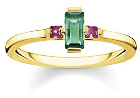 THOMAS SABO Ring Stein Baguette-Schliff grün vergoldetes Silber TR2258-973-7-54