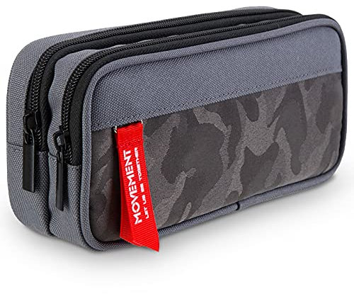 Cooyou Federmäppchen Junge, Große Kapazität Mäppchen Jungen Mädchen, Federtasche Etui Stifte 2 Fach für Schule & Büro, Grau