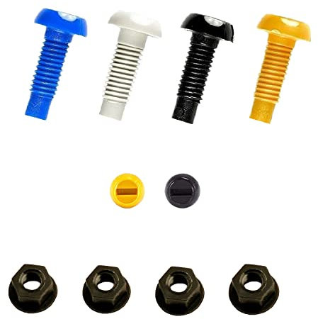 KafTon Colour Nylon Plastic Number Plate Bolts & Nuts Black White Blue Yellow (5, 3/4 Blue)