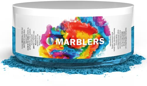 MARBLERS Blue Mica Powder [Cobalt Blue] 1oz (28g) | Cosmetic Grade | Epoxy Resin Pigment | Dye | Non-Toxic, Vegan, Cruelty-Free | Lip Gloss, Nails, Body Butter | Bath Bomb, Candle & Soap Making