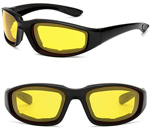 TMDGG Motorradbrille, blendfrei, winddicht, Vintage-Stil, für Herren und Damen, Brillen (Farbe: 1 Stück, gelbe Gläser)