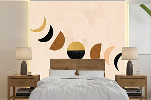 Selbstklebend Tapete Wandpapier Wandaufkleber Fototapete Tapeten Wanddeko 350x350 cm Mond - Boho - Pastell - Raum