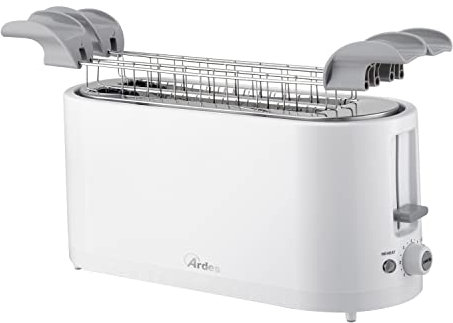 Ardes ARTOAST02 Tostapane Tostapane 2 Fette Sleek Plus 4 Fette Extra 3 Funzioni Cottura und Timer 7 Tostature mit Pinze in Acciaio Edelstahl Extra Lughe Raccoglibriciole Removibile e Avvolgicavo