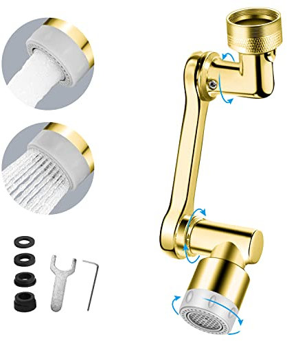XINMENG 1440° schwenkbarer Wasserhahn-Luftsprudler Wasserhahn-Luftsprudler, drehbare Wasserhahn-Verlängerung, universeller Spritzfilter-Wasserhahn Küchenspüle Wassereinsparung für Badezimmer